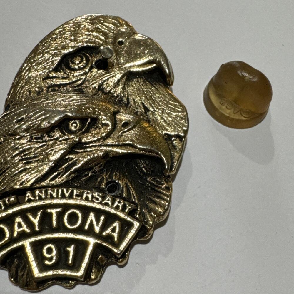 50th Anniversary Daytona 1991 Motorcycle Pin Eagles Missing 1 Pin And Back Vtg - Picture 6 of 10